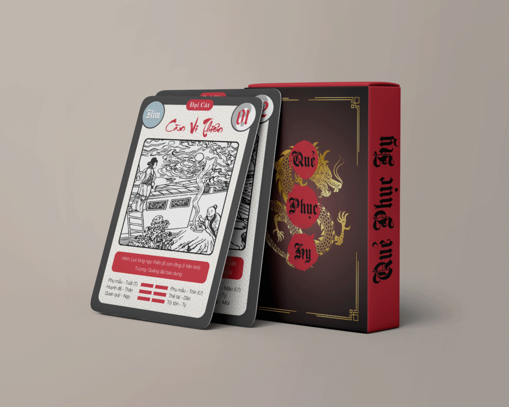 Quẻ Phục Hy nền đen huyền bí